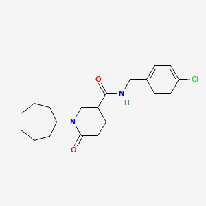 molecular formula C20H27ClN2O2 B5029336 N-(4-chlorobenzyl)-1-cycloheptyl-6-oxo-3-piperidinecarboxamide 
