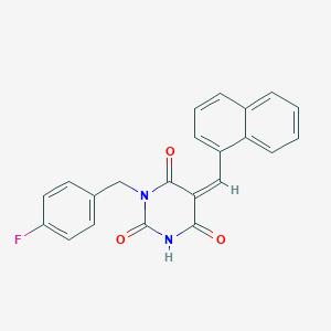 molecular formula C22H15FN2O3 B5029350 1-(4-fluorobenzyl)-5-(1-naphthylmethylene)-2,4,6(1H,3H,5H)-pyrimidinetrione 