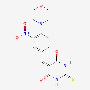 molecular formula C15H14N4O5S B5029406 5-[4-(4-morpholinyl)-3-nitrobenzylidene]-2-thioxodihydro-4,6(1H,5H)-pyrimidinedione 