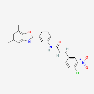 3-(4-chloro-3-nitrophenyl)-N-[3-(5,7-dimethyl-1,3-benzoxazol-2-yl)phenyl]acrylamide