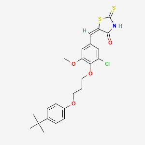 molecular formula C24H26ClNO4S2 B5029439 5-{4-[3-(4-tert-butylphenoxy)propoxy]-3-chloro-5-methoxybenzylidene}-2-thioxo-1,3-thiazolidin-4-one 