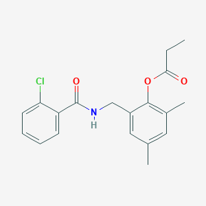 molecular formula C19H20ClNO3 B5029502 2-{[(2-chlorobenzoyl)amino]methyl}-4,6-dimethylphenyl propionate 
