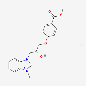 3-{2-hydroxy-3-[4-(methoxycarbonyl)phenoxy]propyl}-1,2-dimethyl-1H-3,1-benzimidazol-3-ium iodide
