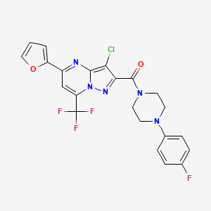 molecular formula C22H16ClF4N5O2 B5029544 3-chloro-2-{[4-(4-fluorophenyl)-1-piperazinyl]carbonyl}-5-(2-furyl)-7-(trifluoromethyl)pyrazolo[1,5-a]pyrimidine 
