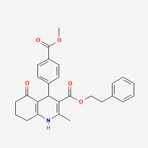2-phenylethyl 4-[4-(methoxycarbonyl)phenyl]-2-methyl-5-oxo-1,4,5,6,7,8-hexahydro-3-quinolinecarboxylate