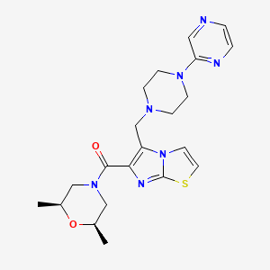 molecular formula C21H27N7O2S B5029558 6-{[(2R*,6S*)-2,6-dimethyl-4-morpholinyl]carbonyl}-5-{[4-(2-pyrazinyl)-1-piperazinyl]methyl}imidazo[2,1-b][1,3]thiazole 