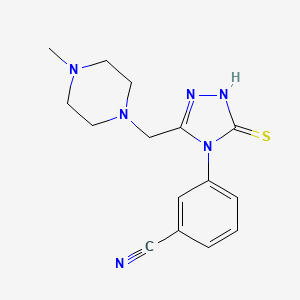 molecular formula C15H18N6S B5029615 3-{3-[(4-methyl-1-piperazinyl)methyl]-5-thioxo-1,5-dihydro-4H-1,2,4-triazol-4-yl}benzonitrile 