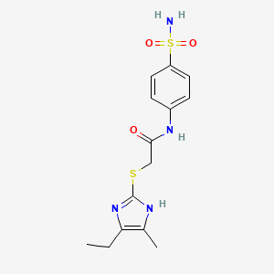 molecular formula C14H18N4O3S2 B5029643 N-[4-(aminosulfonyl)phenyl]-2-[(5-ethyl-4-methyl-1H-imidazol-2-yl)thio]acetamide 