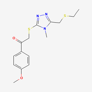 molecular formula C15H19N3O2S2 B5029670 2-({5-[(ethylthio)methyl]-4-methyl-4H-1,2,4-triazol-3-yl}thio)-1-(4-methoxyphenyl)ethanone 