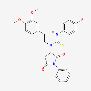 molecular formula C27H26FN3O4S B5029744 N-[2-(3,4-dimethoxyphenyl)ethyl]-N-(2,5-dioxo-1-phenyl-3-pyrrolidinyl)-N'-(4-fluorophenyl)thiourea 