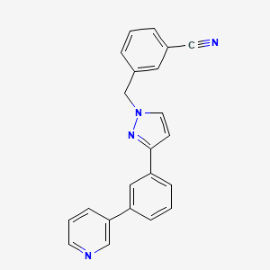 molecular formula C22H16N4 B5029768 3-({3-[3-(3-pyridinyl)phenyl]-1H-pyrazol-1-yl}methyl)benzonitrile 