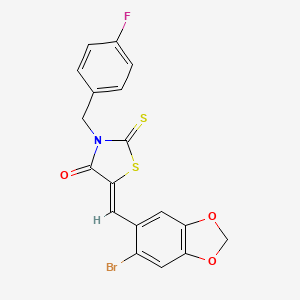 5-[(6-bromo-1,3-benzodioxol-5-yl)methylene]-3-(4-fluorobenzyl)-2-thioxo-1,3-thiazolidin-4-one