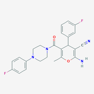 molecular formula C24H22F2N4O2 B5029891 2-amino-4-(3-fluorophenyl)-5-{[4-(4-fluorophenyl)-1-piperazinyl]carbonyl}-6-methyl-4H-pyran-3-carbonitrile 