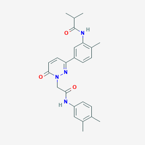 molecular formula C25H28N4O3 B5029903 N-[5-(1-{2-[(3,4-dimethylphenyl)amino]-2-oxoethyl}-6-oxo-1,6-dihydro-3-pyridazinyl)-2-methylphenyl]-2-methylpropanamide 