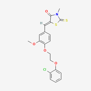 molecular formula C20H18ClNO4S2 B5029906 5-{4-[2-(2-chlorophenoxy)ethoxy]-3-methoxybenzylidene}-3-methyl-2-thioxo-1,3-thiazolidin-4-one 