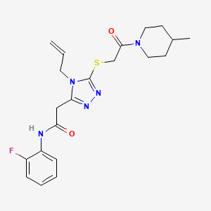 2-(4-allyl-5-{[2-(4-methyl-1-piperidinyl)-2-oxoethyl]thio}-4H-1,2,4-triazol-3-yl)-N-(2-fluorophenyl)acetamide