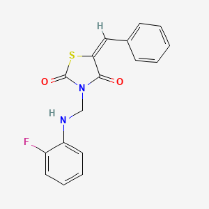 molecular formula C17H13FN2O2S B5029951 5-benzylidene-3-{[(2-fluorophenyl)amino]methyl}-1,3-thiazolidine-2,4-dione 