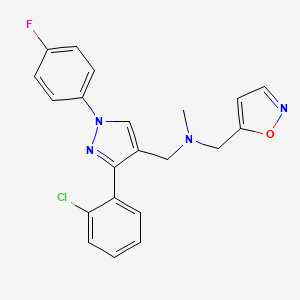 molecular formula C21H18ClFN4O B5029955 1-[3-(2-chlorophenyl)-1-(4-fluorophenyl)-1H-pyrazol-4-yl]-N-(5-isoxazolylmethyl)-N-methylmethanamine 