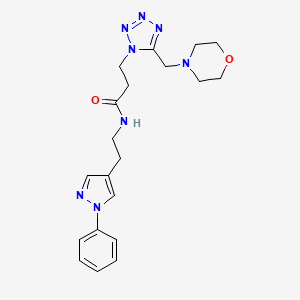molecular formula C20H26N8O2 B5029978 3-[5-(4-morpholinylmethyl)-1H-tetrazol-1-yl]-N-[2-(1-phenyl-1H-pyrazol-4-yl)ethyl]propanamide 