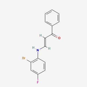 3-[(2-bromo-4-fluorophenyl)amino]-1-phenyl-2-propen-1-one