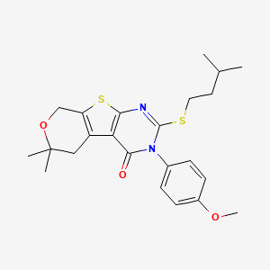 3-(4-methoxyphenyl)-6,6-dimethyl-2-[(3-methylbutyl)thio]-3,5,6,8-tetrahydro-4H-pyrano[4',3':4,5]thieno[2,3-d]pyrimidin-4-one