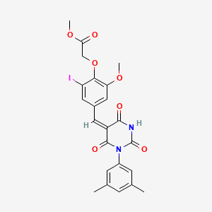 molecular formula C23H21IN2O7 B5030041 methyl (4-{[1-(3,5-dimethylphenyl)-2,4,6-trioxotetrahydro-5(2H)-pyrimidinylidene]methyl}-2-iodo-6-methoxyphenoxy)acetate 