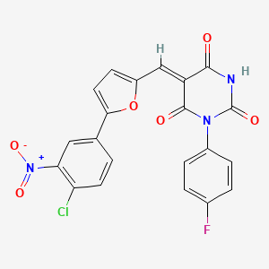 molecular formula C21H11ClFN3O6 B5030074 5-{[5-(4-chloro-3-nitrophenyl)-2-furyl]methylene}-1-(4-fluorophenyl)-2,4,6(1H,3H,5H)-pyrimidinetrione 