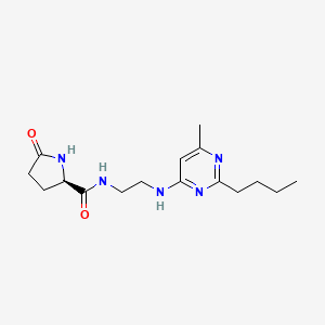 molecular formula C16H25N5O2 B5030107 N-{2-[(2-butyl-6-methyl-4-pyrimidinyl)amino]ethyl}-5-oxo-D-prolinamide trifluoroacetate 