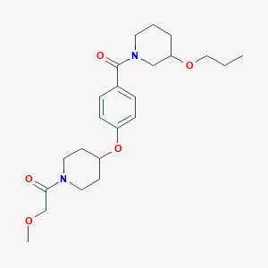 molecular formula C23H34N2O5 B5030125 1-(4-{[1-(methoxyacetyl)-4-piperidinyl]oxy}benzoyl)-3-propoxypiperidine 