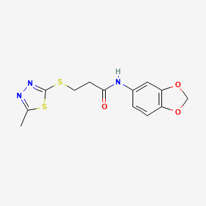 molecular formula C13H13N3O3S2 B5030181 N-1,3-benzodioxol-5-yl-3-[(5-methyl-1,3,4-thiadiazol-2-yl)thio]propanamide 