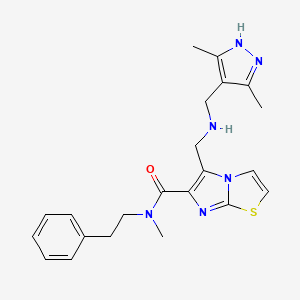 molecular formula C22H26N6OS B5030265 5-({[(3,5-dimethyl-1H-pyrazol-4-yl)methyl]amino}methyl)-N-methyl-N-(2-phenylethyl)imidazo[2,1-b][1,3]thiazole-6-carboxamide 