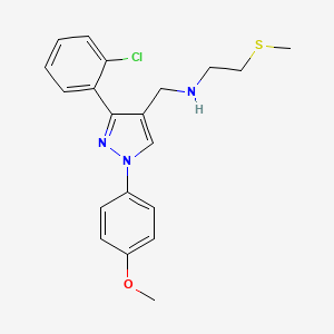 molecular formula C20H22ClN3OS B5030275 N-{[3-(2-chlorophenyl)-1-(4-methoxyphenyl)-1H-pyrazol-4-yl]methyl}-2-(methylthio)ethanamine 