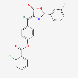 molecular formula C23H13ClFNO4 B5030282 4-{[2-(3-fluorophenyl)-5-oxo-1,3-oxazol-4(5H)-ylidene]methyl}phenyl 2-chlorobenzoate 