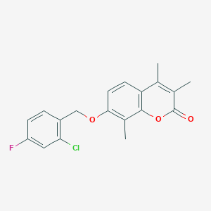 molecular formula C19H16ClFO3 B5030301 7-[(2-chloro-4-fluorobenzyl)oxy]-3,4,8-trimethyl-2H-chromen-2-one 