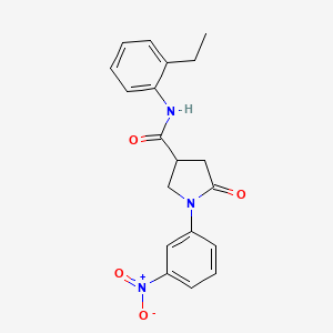 molecular formula C19H19N3O4 B5030328 N-(2-ethylphenyl)-1-(3-nitrophenyl)-5-oxo-3-pyrrolidinecarboxamide 