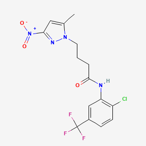 molecular formula C15H14ClF3N4O3 B5030368 N-[2-chloro-5-(trifluoromethyl)phenyl]-4-(5-methyl-3-nitro-1H-pyrazol-1-yl)butanamide 