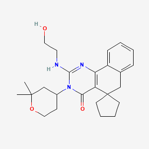 molecular formula C25H33N3O3 B5030452 3-(2,2-dimethyltetrahydro-2H-pyran-4-yl)-2-[(2-hydroxyethyl)amino]-3H-spiro[benzo[h]quinazoline-5,1'-cyclopentan]-4(6H)-one 