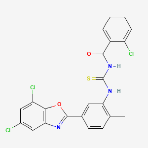 2-chloro-N-({[5-(5,7-dichloro-1,3-benzoxazol-2-yl)-2-methylphenyl]amino}carbonothioyl)benzamide