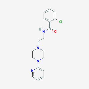 molecular formula C18H21ClN4O B503061 2-chloro-N-{2-[4-(2-pyridinyl)-1-piperazinyl]ethyl}benzamide 