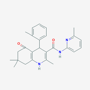 molecular formula C26H29N3O2 B5030637 2,7,7-trimethyl-4-(2-methylphenyl)-N-(6-methyl-2-pyridinyl)-5-oxo-1,4,5,6,7,8-hexahydro-3-quinolinecarboxamide 