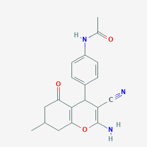N-[4-(2-amino-3-cyano-7-methyl-5-oxo-5,6,7,8-tetrahydro-4H-chromen-4-yl)phenyl]acetamide