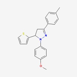 molecular formula C21H20N2OS B5030688 1-(4-methoxyphenyl)-3-(4-methylphenyl)-5-(2-thienyl)-4,5-dihydro-1H-pyrazole 