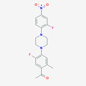 molecular formula C19H19F2N3O3 B5030695 1-{5-fluoro-4-[4-(2-fluoro-4-nitrophenyl)-1-piperazinyl]-2-methylphenyl}ethanone 