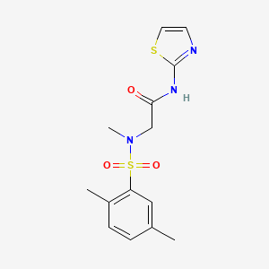 molecular formula C14H17N3O3S2 B5030705 N~2~-[(2,5-dimethylphenyl)sulfonyl]-N~2~-methyl-N~1~-1,3-thiazol-2-ylglycinamide 