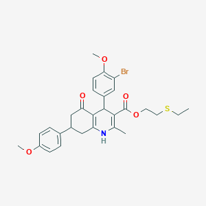 molecular formula C29H32BrNO5S B5030775 2-(ethylthio)ethyl 4-(3-bromo-4-methoxyphenyl)-7-(4-methoxyphenyl)-2-methyl-5-oxo-1,4,5,6,7,8-hexahydro-3-quinolinecarboxylate 