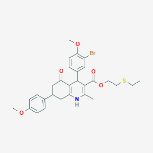 2-(ethylthio)ethyl 4-(3-bromo-4-methoxyphenyl)-7-(4-methoxyphenyl)-2-methyl-5-oxo-1,4,5,6,7,8-hexahydro-3-quinolinecarboxylate