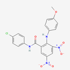 molecular formula C20H15ClN4O6 B5030783 N-(4-chlorophenyl)-2-[(4-methoxyphenyl)amino]-3,5-dinitrobenzamide 