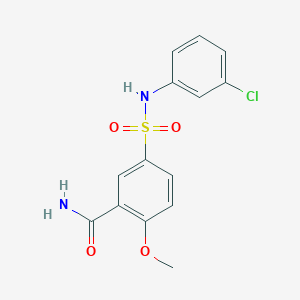 molecular formula C14H13ClN2O4S B5030791 5-{[(3-chlorophenyl)amino]sulfonyl}-2-methoxybenzamide 