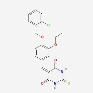 molecular formula C20H17ClN2O4S B5030796 5-{4-[(2-chlorobenzyl)oxy]-3-ethoxybenzylidene}-2-thioxodihydro-4,6(1H,5H)-pyrimidinedione 