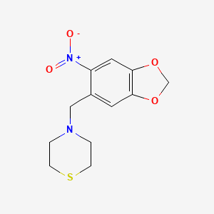 molecular formula C12H14N2O4S B5030927 4-[(6-nitro-1,3-benzodioxol-5-yl)methyl]thiomorpholine 